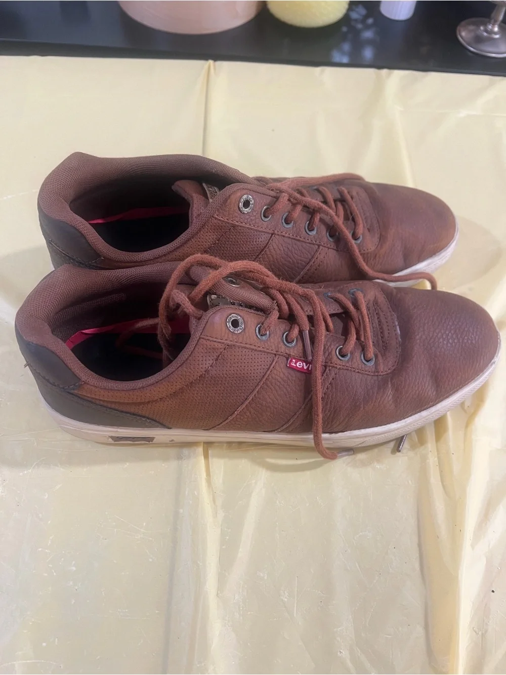 Levi's Men's Brown Lace-Up Sneakers with White Sole A2